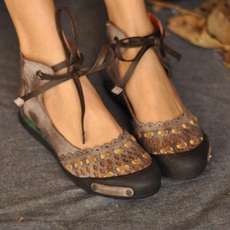 Hollow-Out Flat Heel Suede Loafers