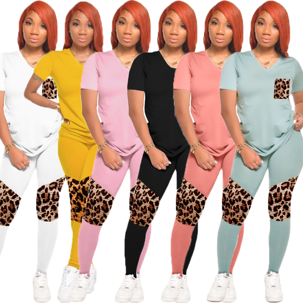 Summer Casual Leopard Print Shirt and Pants Set