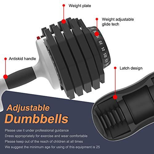 Ativafit Adjustable Dumbbell Fitness Dial Dumbbell with Handle and Weight Plate ( Black & Silver)