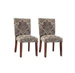 Upholstered Accent Dining Chair, Set of 2, Blue and Brown Paisley