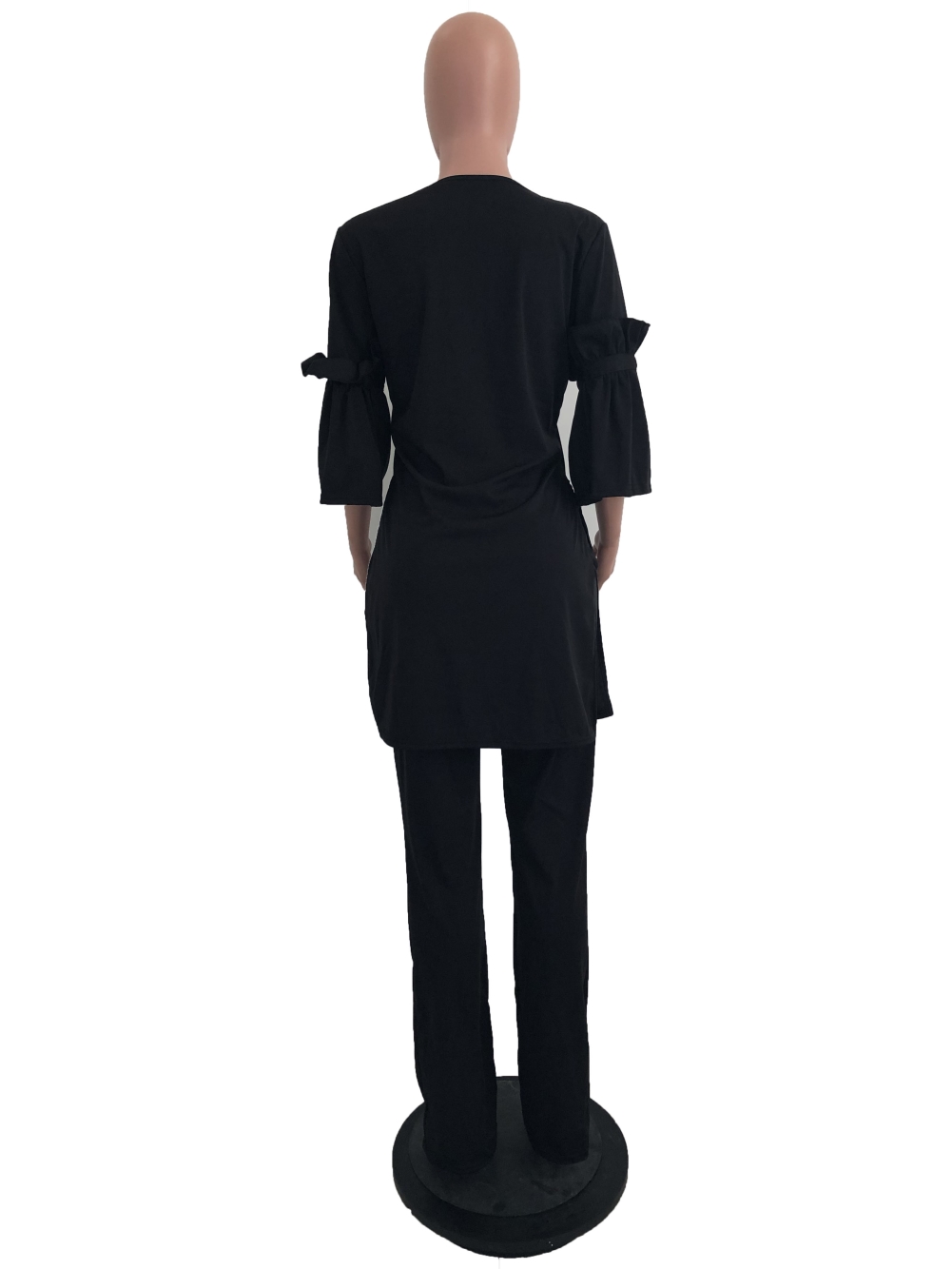 Sheer Slit Long Shirt and Pants Set