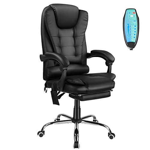 High Back Reclining Massage Office Chair with Footrest and Height Adjustable