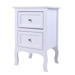 Bedside Table Two-Tier Drawer Nightstand Side End Table Cabinet