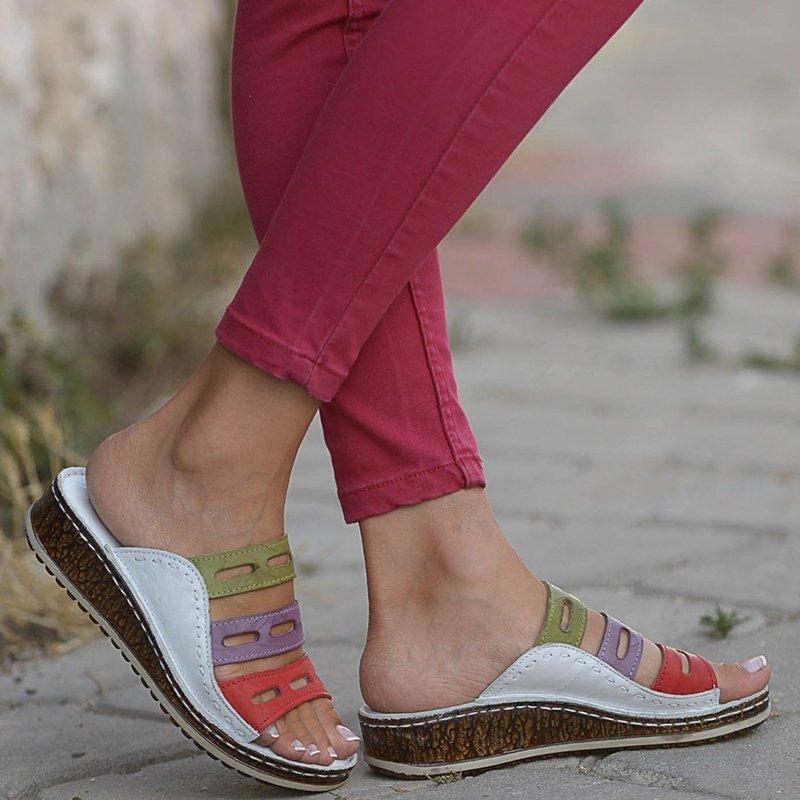 Women Casual Summer Color Comfy Wedge Sandals