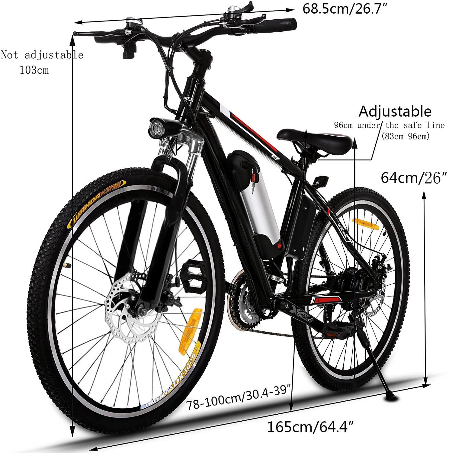 Kemanner 26 inch Electric Mountain Bike 21 Speed