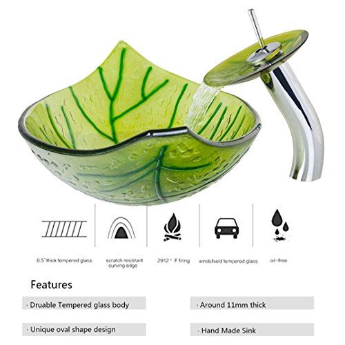 Chrome Bathroom Faucet Pop Up Drain Mounting Ring Set Leaf Shape