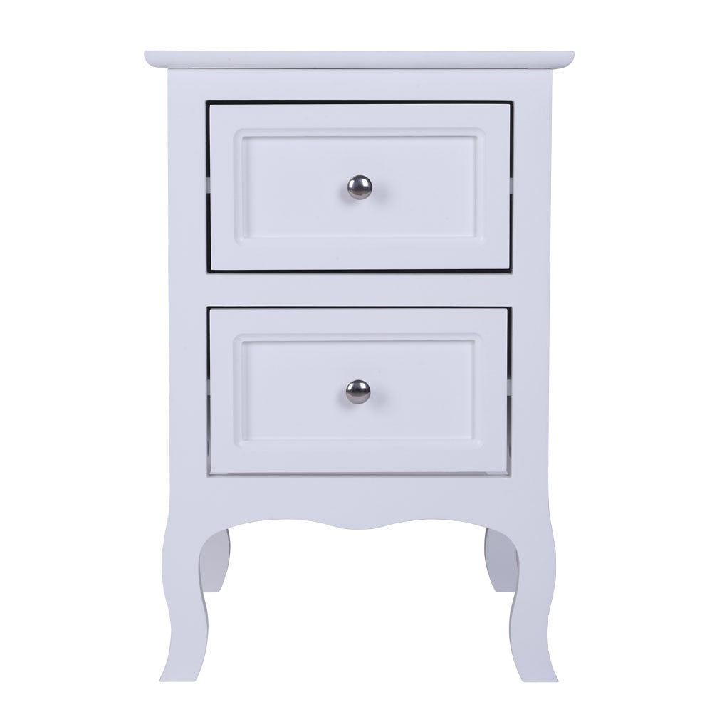 Bedside Table Two-Tier Drawer Nightstand Side End Table Cabinet