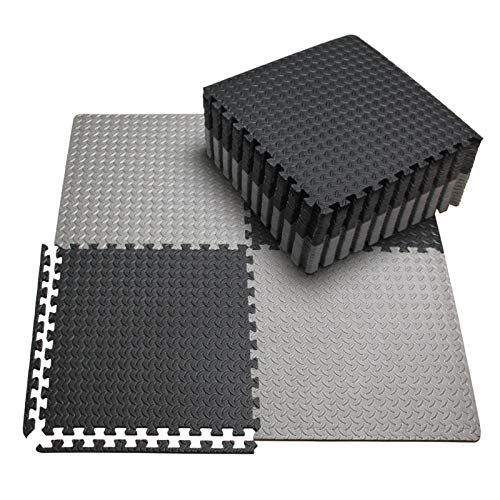 innhom Gym Flooring Gym Mats Exercise Mat for Floor Workout Mat Foam Floor Tiles for Home Gym- Black and Grey