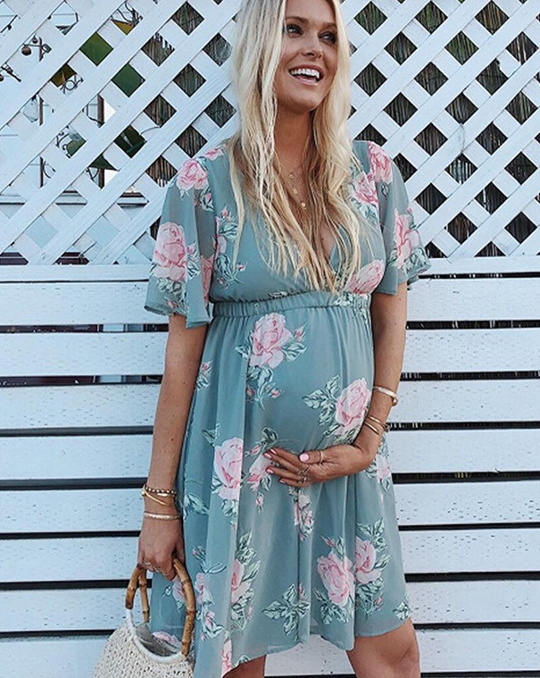 Print Flower High Waist Casual Dress