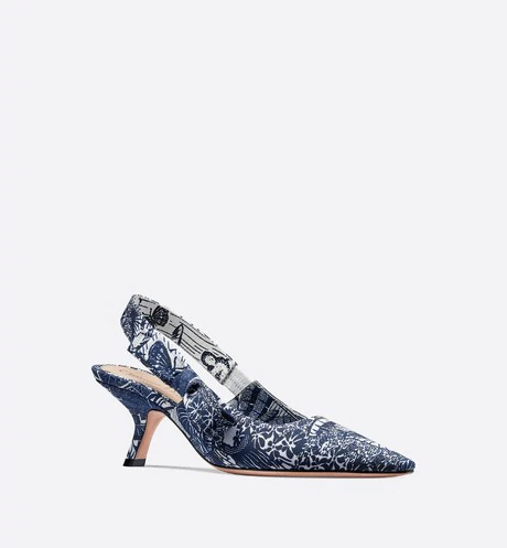 Sweet-D Slingback Pump Indigo Blue Wax Motif Canvas