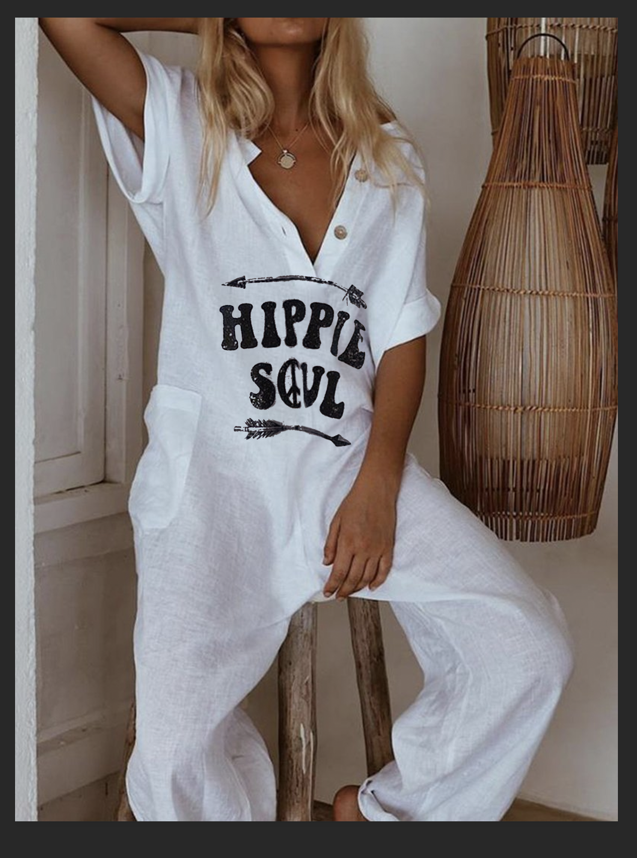 Plus Size Casual Short Sleeve Printed Pockets Jumpsuits