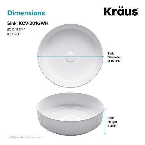 Ceramic Above counter Round Bathroom Sink, 15.75 x 15.75 x 4.75 inches