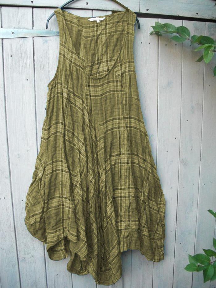 Blue Cotton Sleeveless Crew Neck Dresses