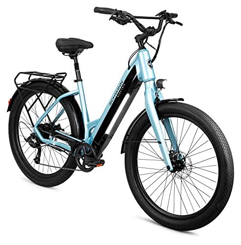 Coston DX Adult Electric Hybrid Bike, Step-Thru Frame, Small/Medium, Gloss Blue