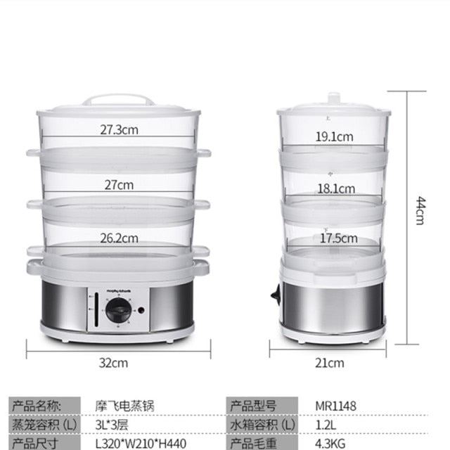Electric Steamer Transparent Steamer Three-layer Electric Pot Steamer Cooker Warmer Food