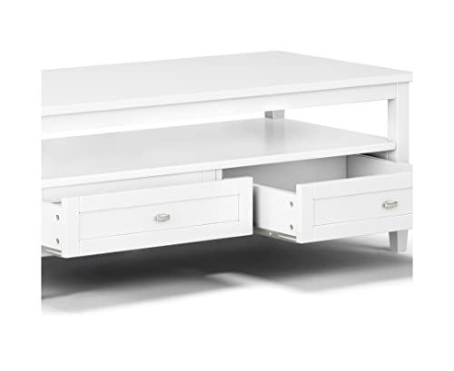 SIMPLIHOME Solid WOOD 48 inch Wide Rectangle Transitional Coffee Table