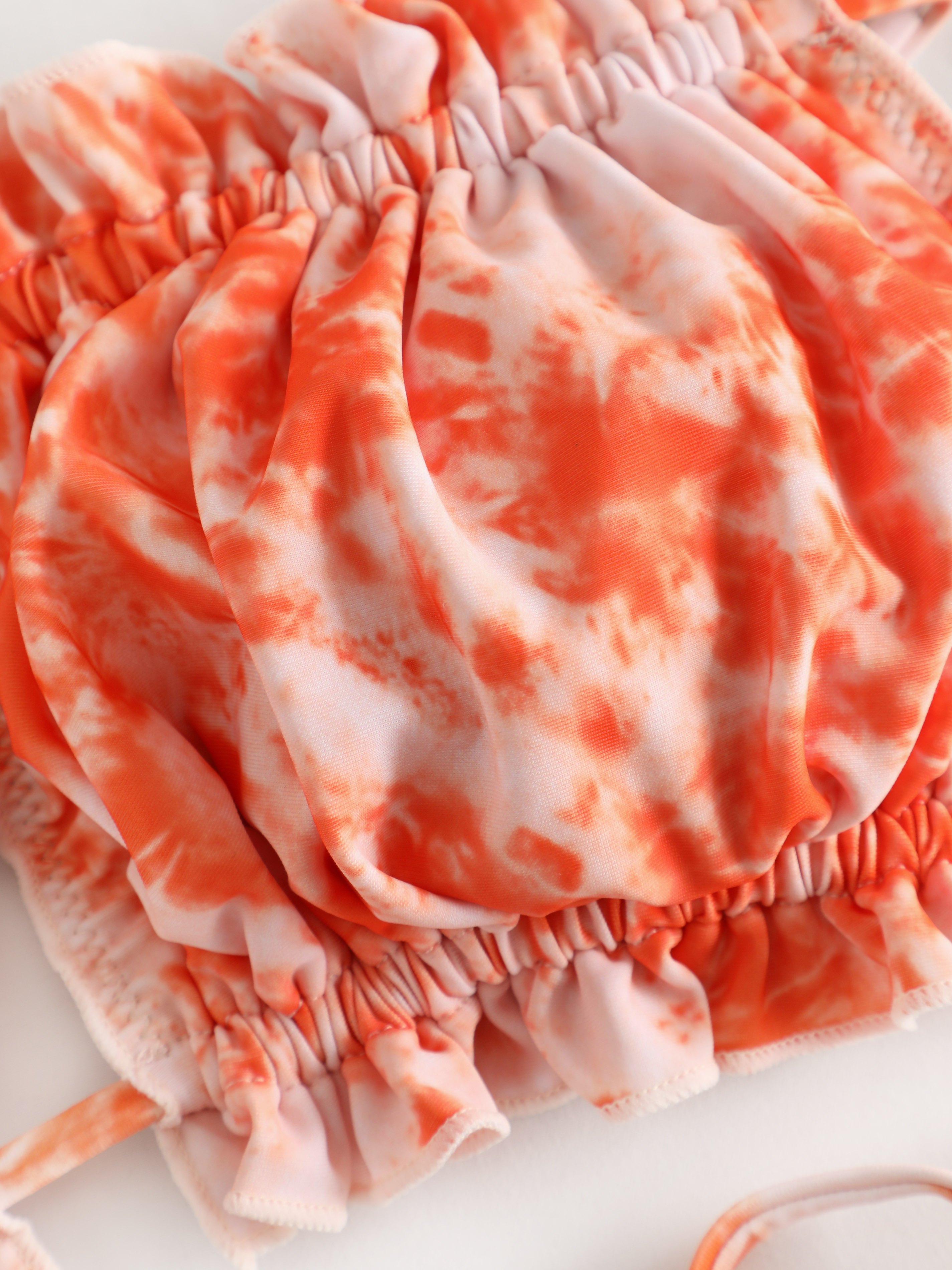 Ruffle Tie Dye Tie Side Bandeau Bikini