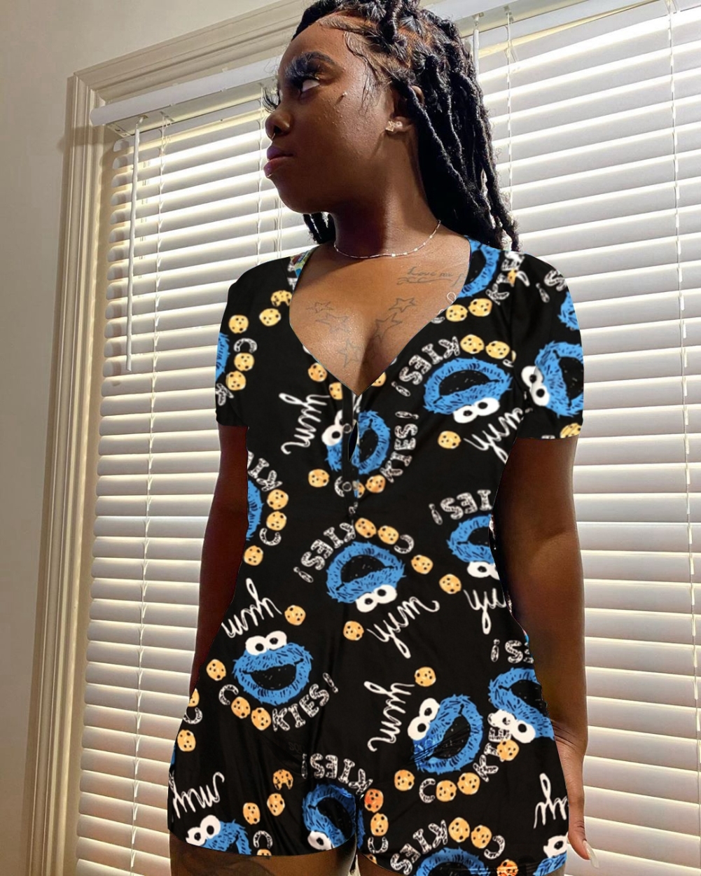 Summer African Cute Print V-Neck Rompers