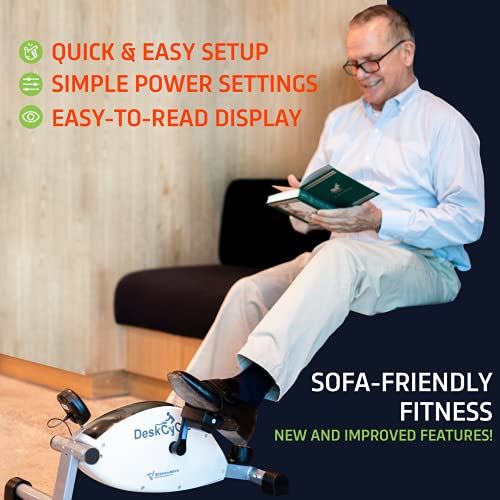 DeskCycle 2 Under Desk Bike Pedal Exerciser with Adjustable Leg �C Mini Exercise Bike Desk Cycle- Black & White