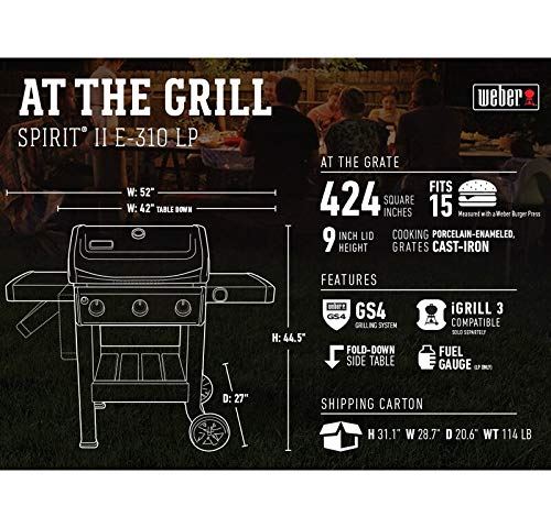 Weber Spirit II E-310 3-Burner Liquid Propane Grill, Black