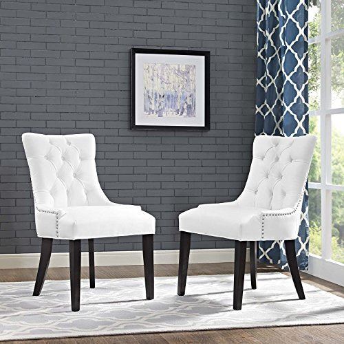Modern Tufted Faux Leather Upholstered Two Dining Chairs