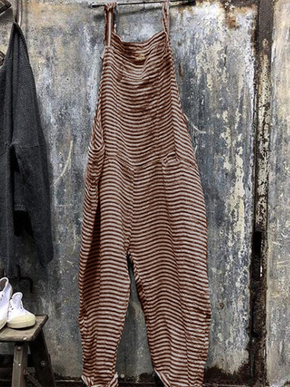 Casual Striped Sleeveless Jumpsuits