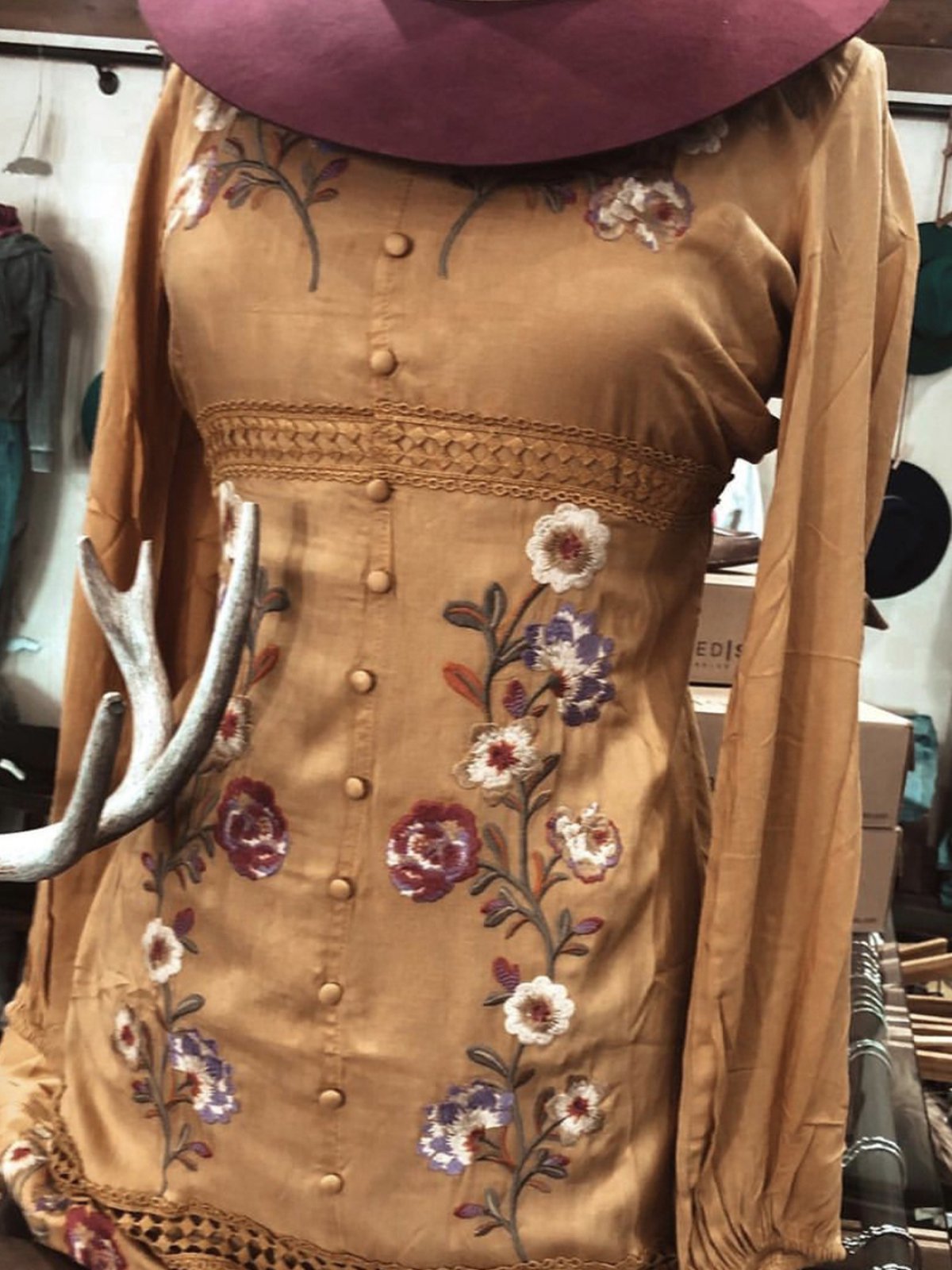 Floral Shift Boho Crew Neck Dresses