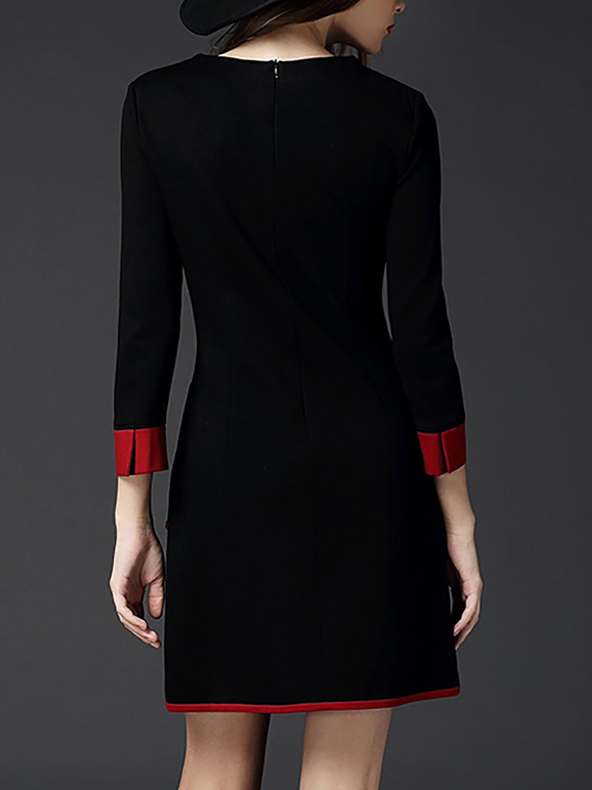 Plus Size Crew Neck Sheath Solid Women Dresses