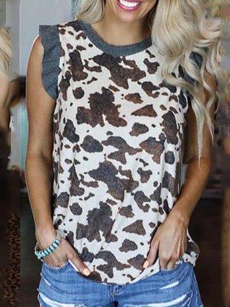 White Vintage Cotton Shift Leopard Shirts & Tops