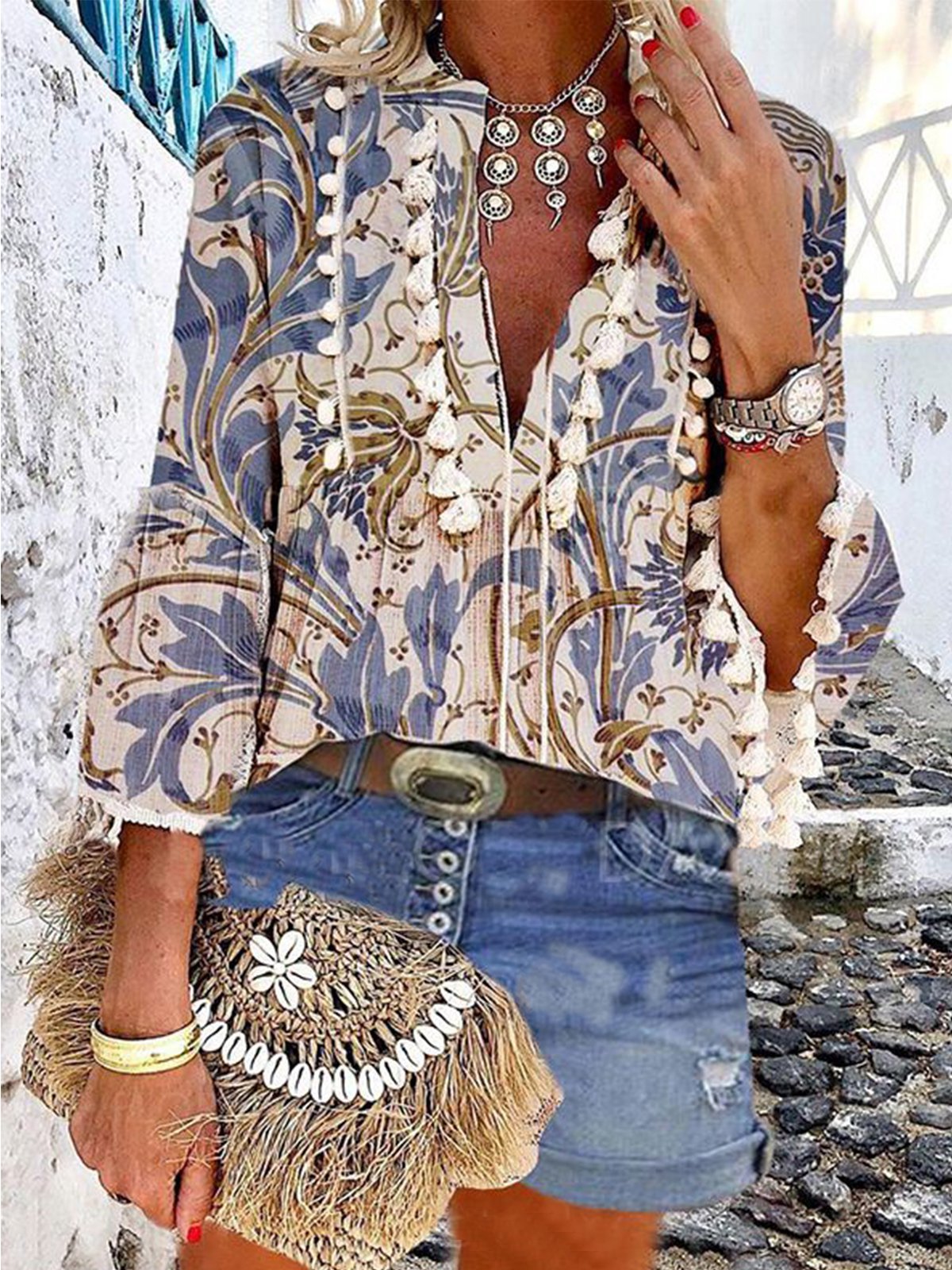 Printed Floral Boho Shirts & Tops