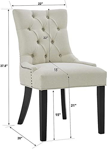 Dining Accent Chairs Set of 4 Beige Fabric Dining Chairs