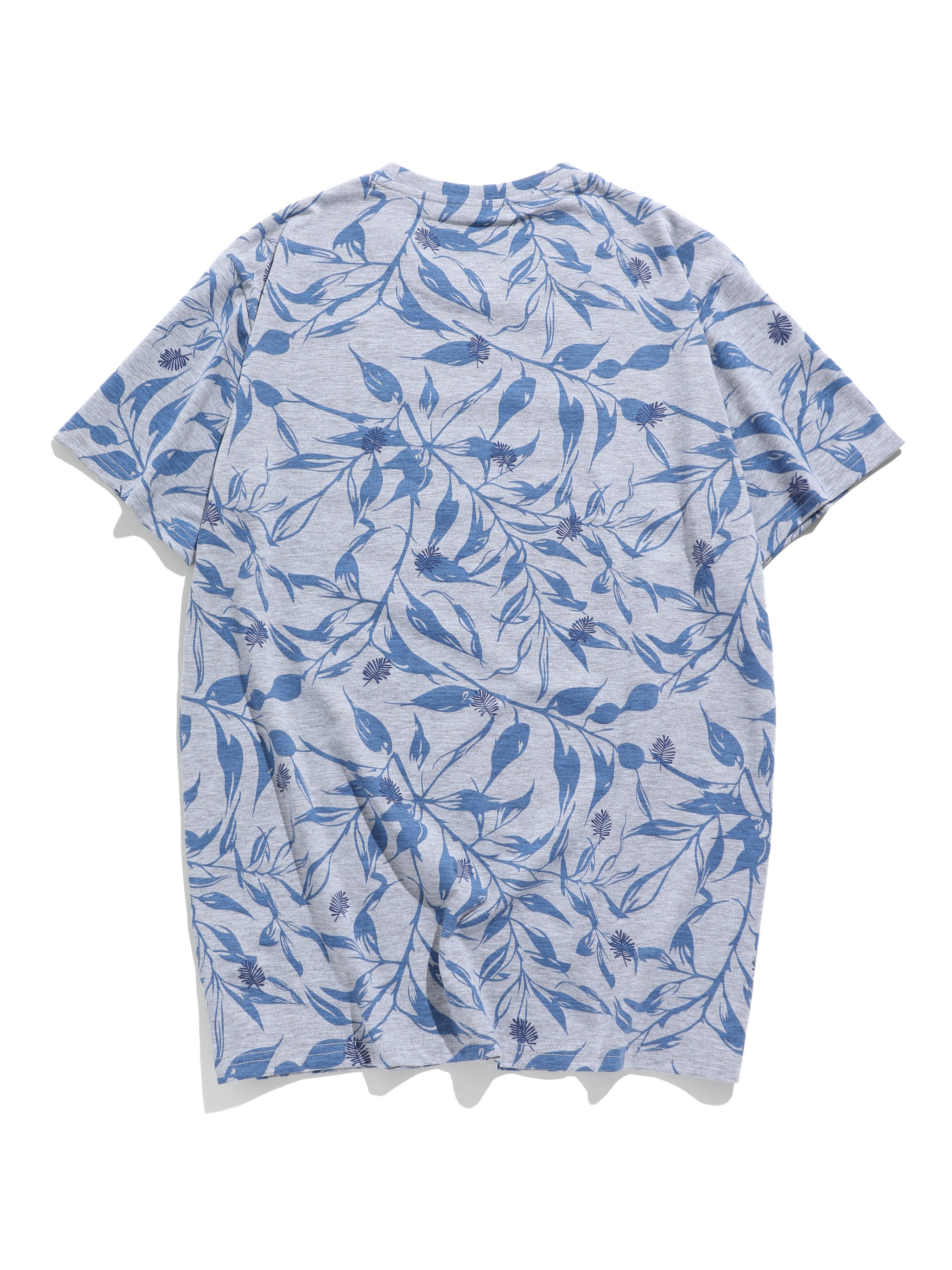 Men's Leaf Print Round Neck T-Shirt