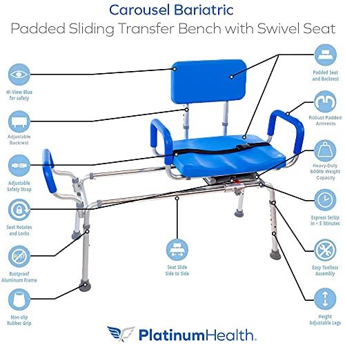 Seat-BARIATRIC 600LB Capacity. Premium Padded Bath and Shower Chair