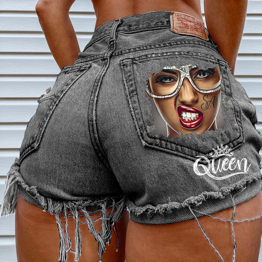 Fashion Wash Blue Jeans shorts FACE