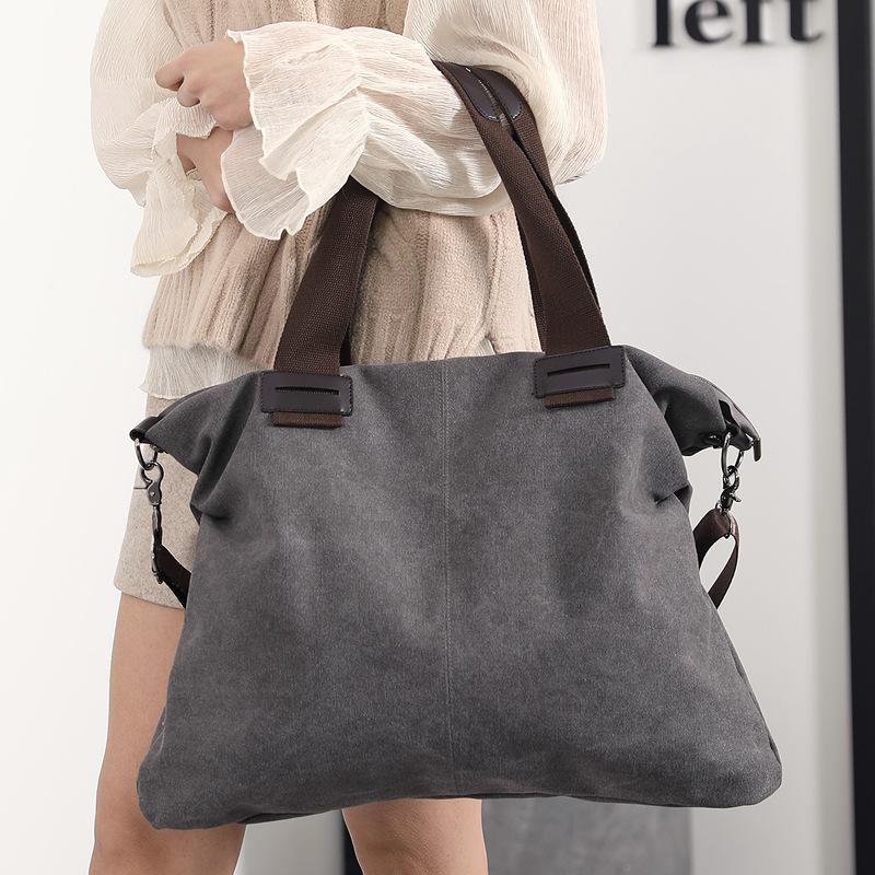 Bag - Casual Soild Durable Thicker Canvas Large Capacity Shoulder Bag