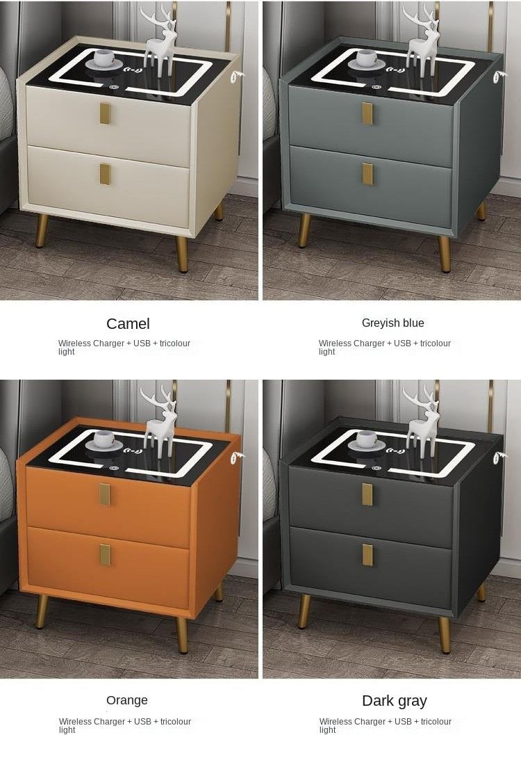 Nightstands Smart Bedside Cabinet Simple USB Wireless Charging with Lamp