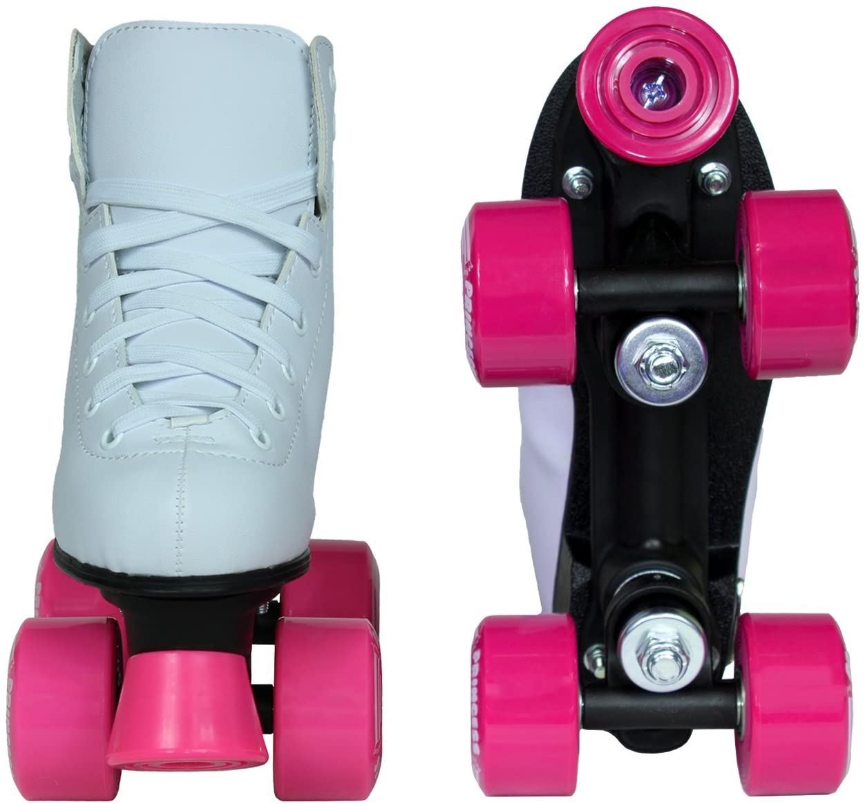 Epic Skates Pink Princess Girls Quad Roller Skates, White, JUVENILE 12