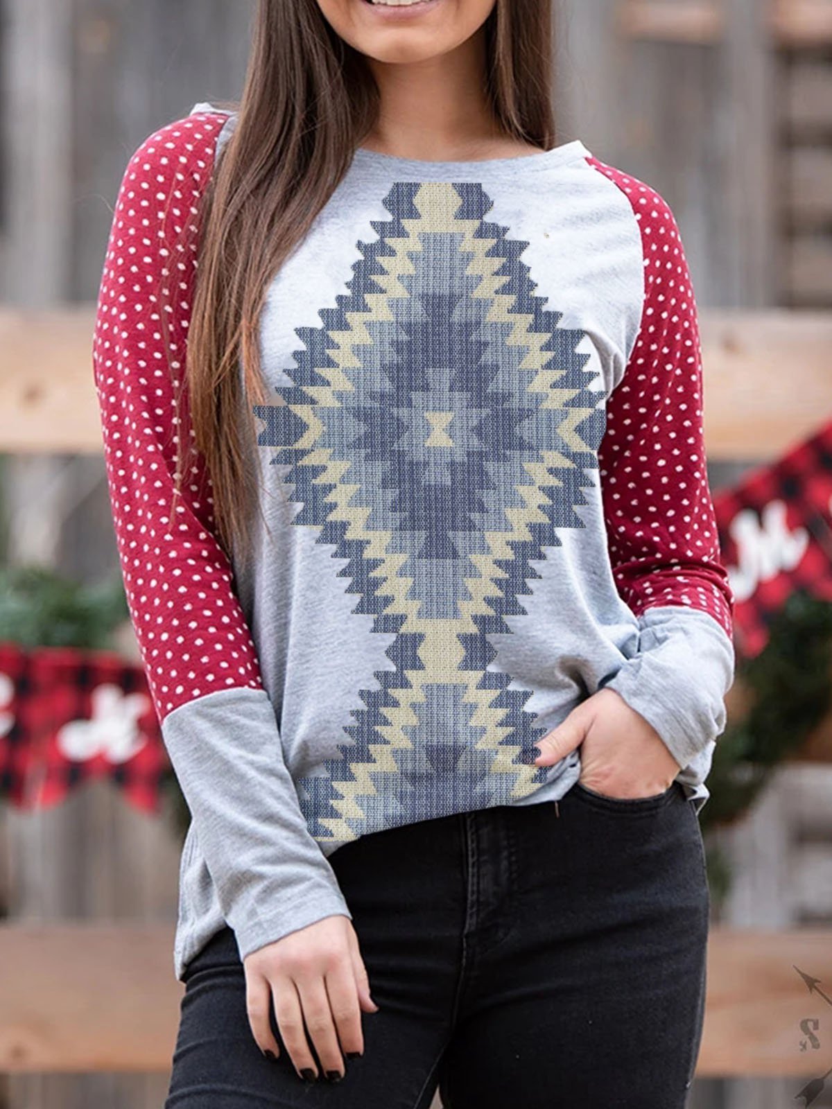 Casual Crew Neck Long Sleeve Shift Shirts & Tops