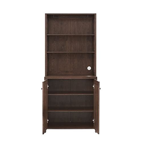 Elegant Mahogany Bar Cabinet | Kitchen Cabinet with Microwave Stand