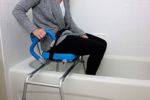 Premium Padded Bath and Shower Chair with Pivoting Arms. Space Saving