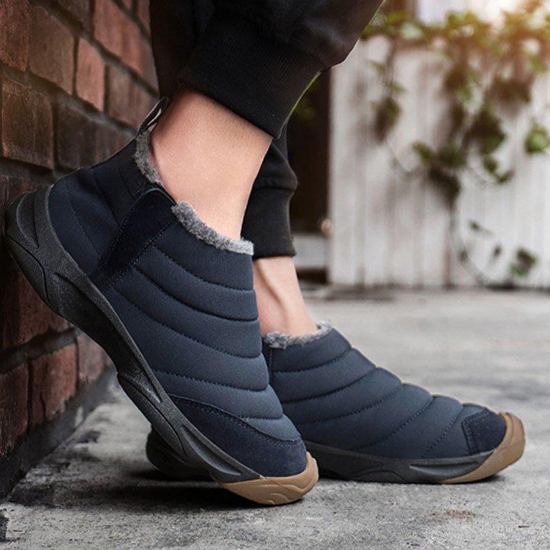 Unisex Waterproof Fur Lining Slip On Snow Boots