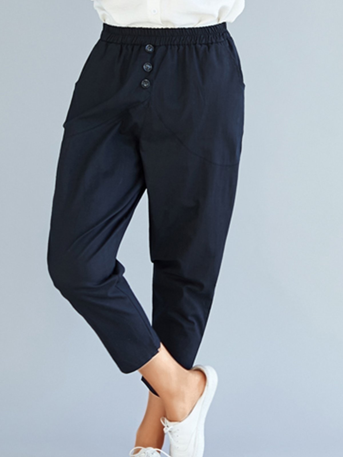 Plus Size Women Plain Casual Pants