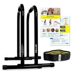 Lebert Fitness Dip Bar Stand – Original Equalizer Total Body Strengthener Pull Up Bar Home Gym Exercise Equipment – Black