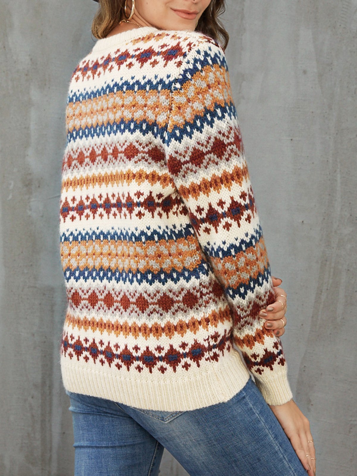 Apricot Long Sleeve Casual Sweater