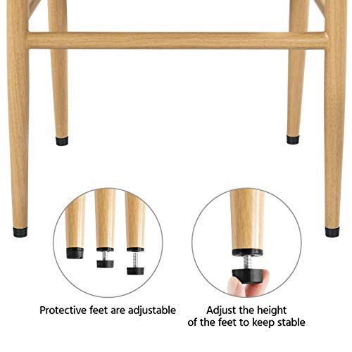 Set of 4 Weave Chair Mid-Century Metal Dining Chair Y-Shaped Backrest Hemp Seat