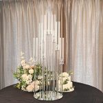 47′′ Tall – 10 Arms Crystal Pillar Candle Holders with Mirror Base for Wedding, Party...