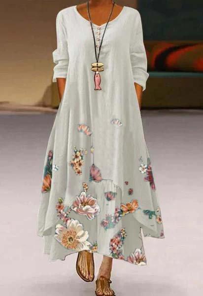 A-Line Casual 3/4 Sleeve Dresses