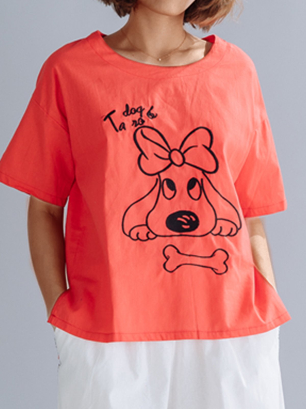 Plus Size Women Short Sleeve Round Neck Vintage Floral Casual Tops