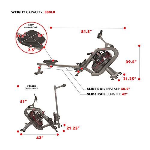 Sunny Health & Fitness Phantom Hydro Water Rowing Machine