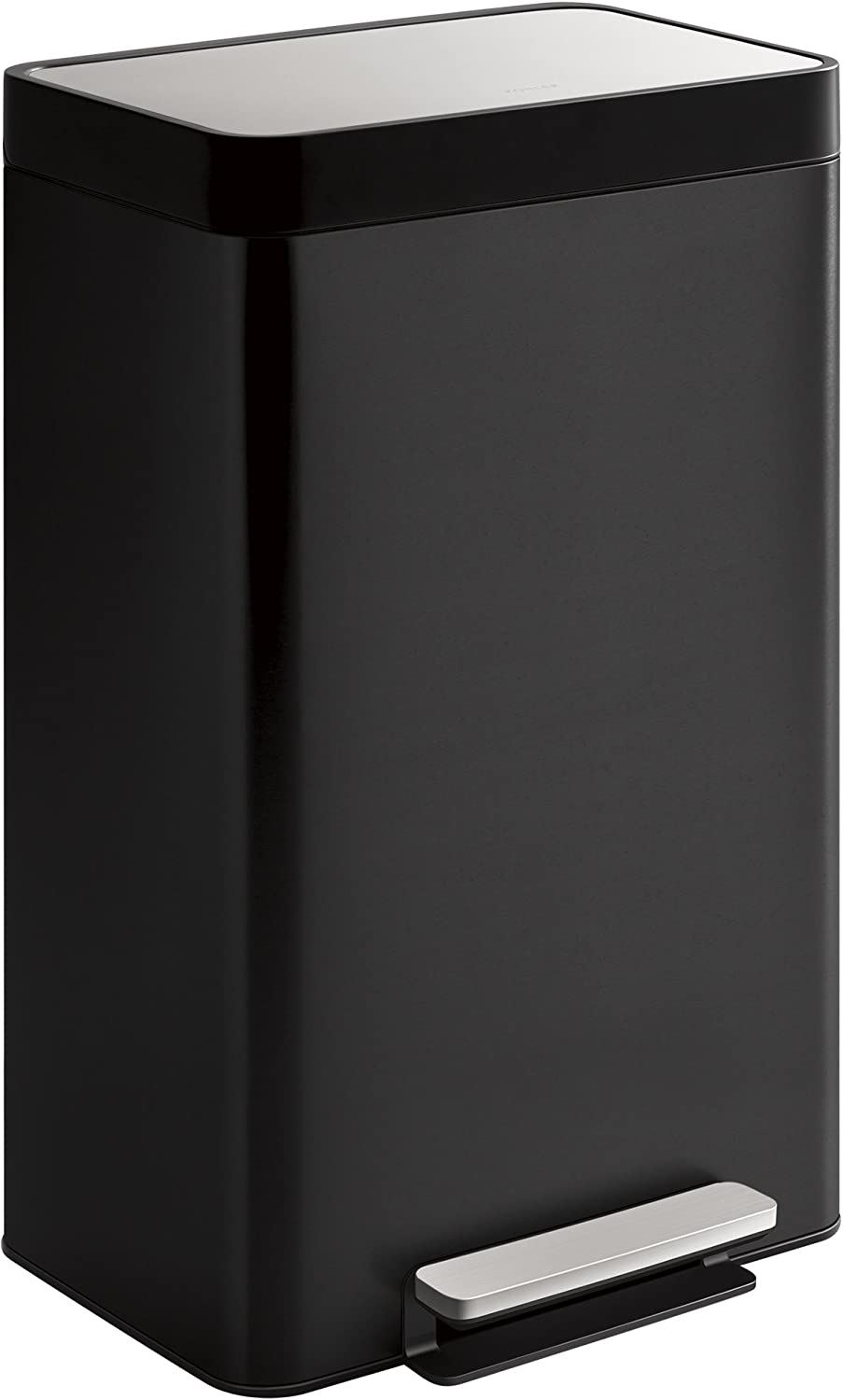 Kohler K-20956-BST Dual Compartment Step Trash Can, Liner, Black Stainless